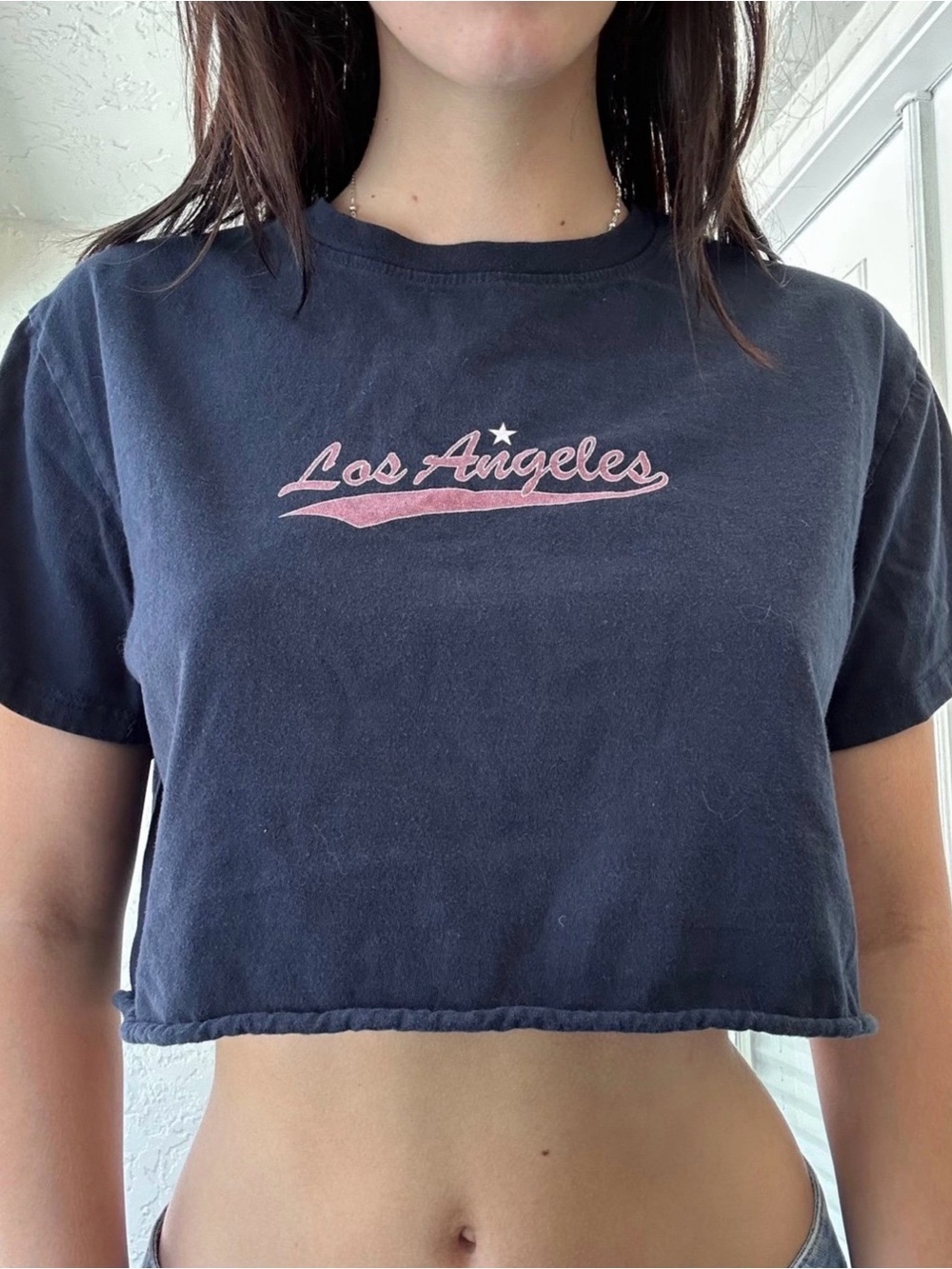 J. Galt Los Angeles Navy Cropped Tee - Women